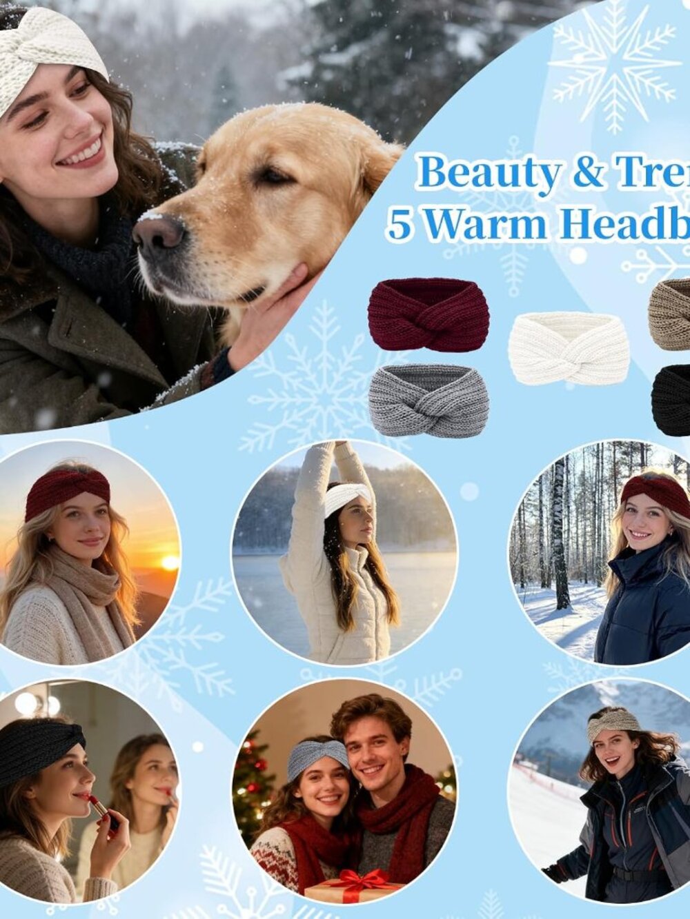 YARIEW Winter Headbands for Women Ear Warmers Wide Headbands for Women - Picture 5 of 11